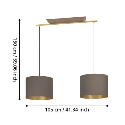 Eglo - Luster na sajli 2xE27/40W/230V smeđa/zlatna