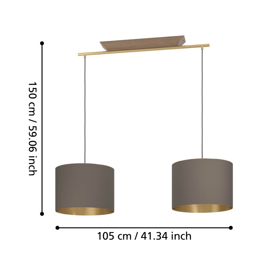 Eglo - Luster na sajli 2xE27/40W/230V smeđa/zlatna