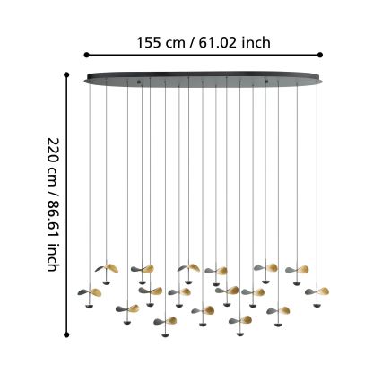 Eglo - LED Prigušivi luster na sajli 17xLED/2,3W/230V 3000K