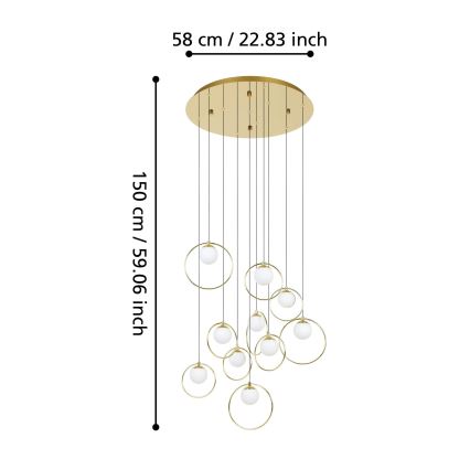 Eglo - LED Prigušivi luster na sajli 10xLED/3W/230V 3000K pr. 58 cm zlatna
