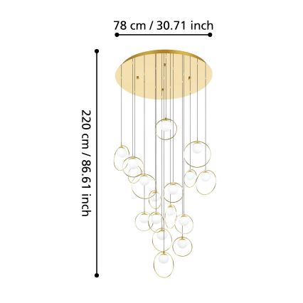 Eglo - LED Prigušivi luster na sajli 17xLED/3W/230V 3000K pr. 78 cm zlatna