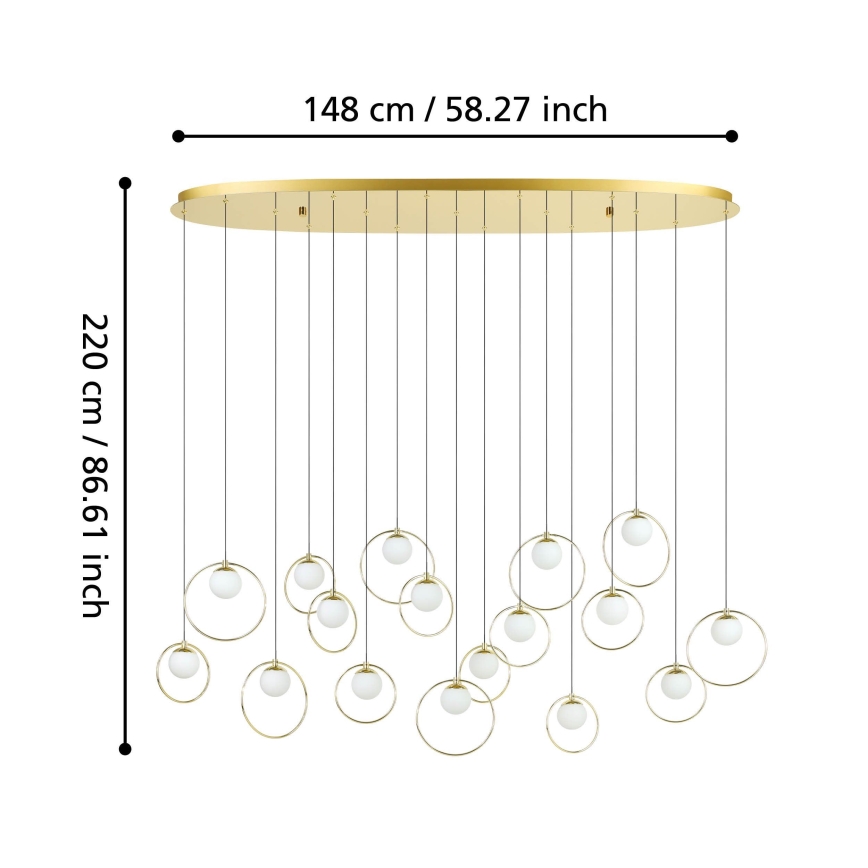 Eglo - LED Prigušivi luster na sajli 17xLED/3W/230V 3000K zlatna