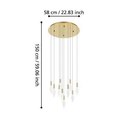 Eglo - LED Prigušivi luster na sajli 10xLED/3W/230V 3000K pr. 58 cm zlatna