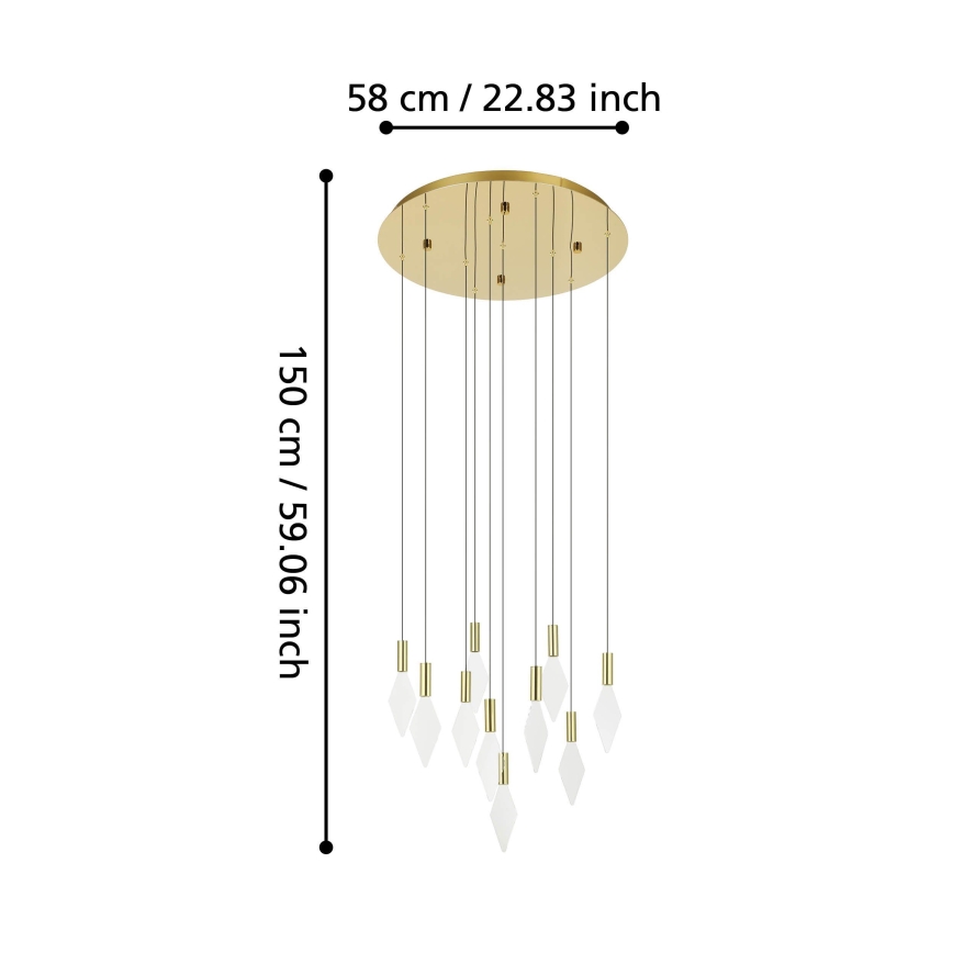 Eglo - LED Prigušivi luster na sajli 10xLED/3W/230V 3000K pr. 58 cm zlatna