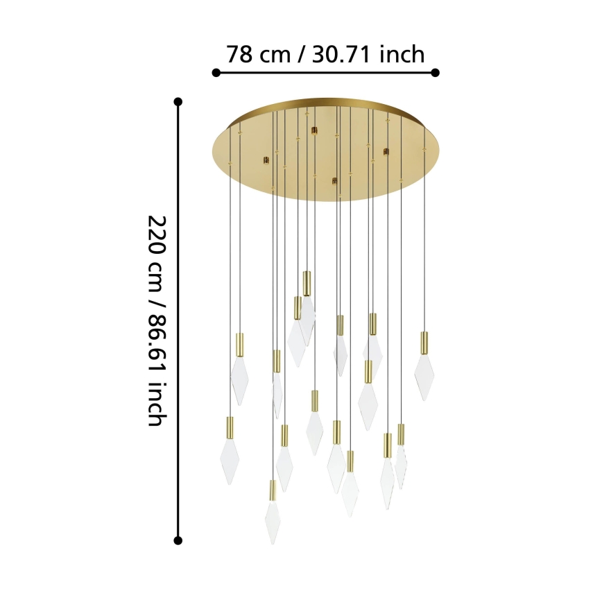 Eglo - LED Prigušivi luster na sajli 16xLED/3,3W/230V 3000K pr. 78 cm zlatna