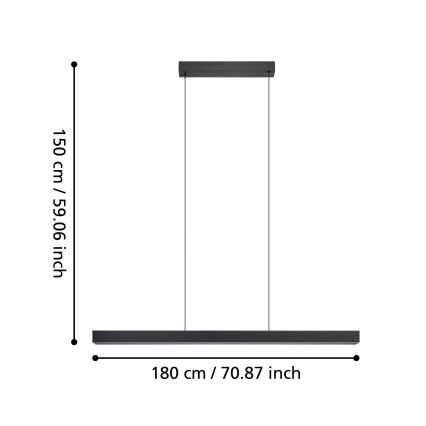 Eglo - LED Prigušivi luster na sajli LED/20W/230V 3000K crna
