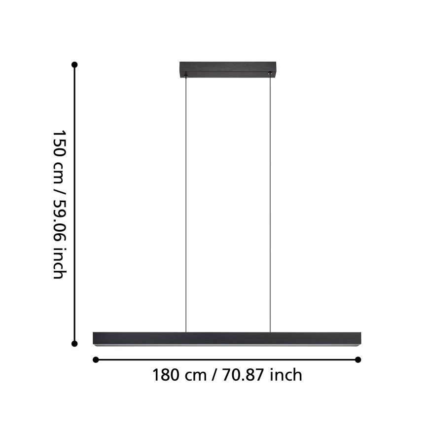 Eglo - LED Prigušivi luster na sajli LED/20W/230V 3000K crna