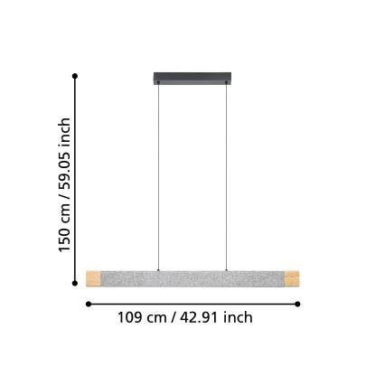 Eglo - LED Prigušivi luster na sajli LED/22,2W/230V 3000K smeđa/siva