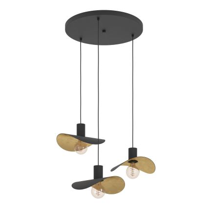 Eglo - Luster na sajli 3xE27/40W/230V crna/zlatna