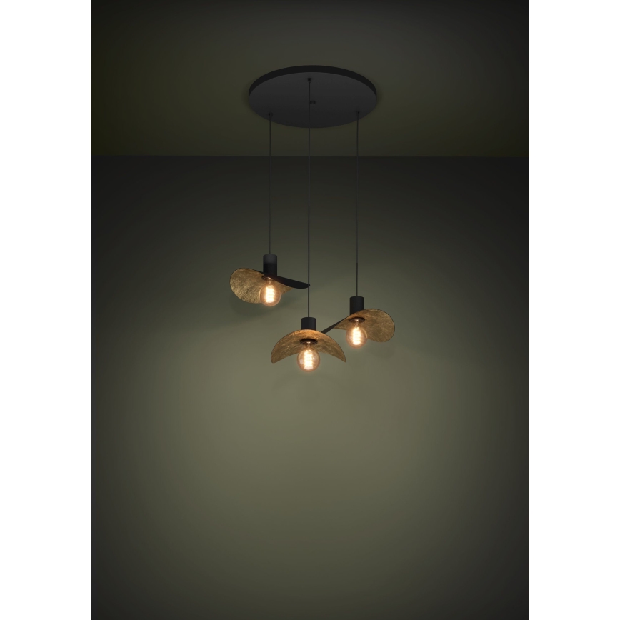 Eglo - Luster na sajli 3xE27/40W/230V crna/zlatna