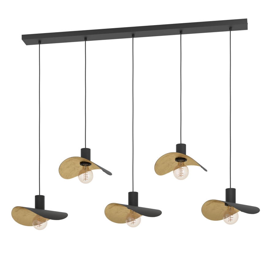 Eglo - Luster na sajli 5xE27/40W/230V crna/zlatna
