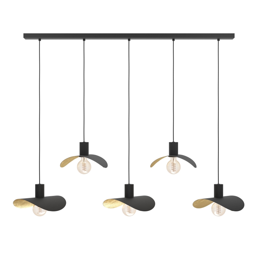 Eglo - Luster na sajli 5xE27/40W/230V crna/zlatna