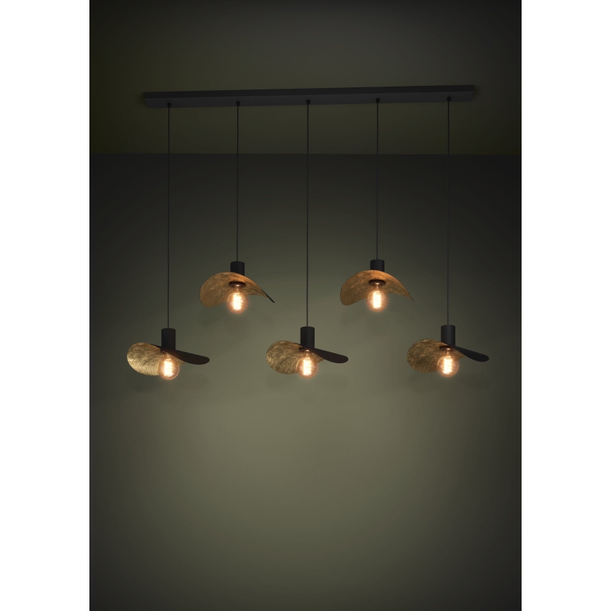 Eglo - Luster na sajli 5xE27/40W/230V crna/zlatna