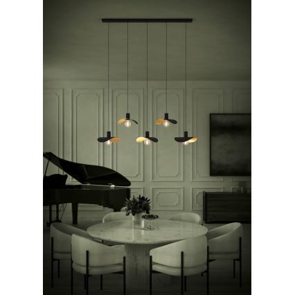 Eglo - Luster na sajli 5xE27/40W/230V crna/zlatna