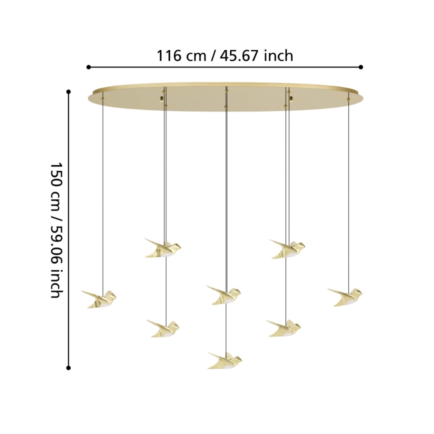 Eglo - LED Prigušivi luster na sajli 8xLED/4,2W/230V 3000K zlatna