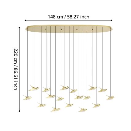 Eglo - LED Prigušivi luster na sajli 17xLED/3W/230V 3000K zlatna