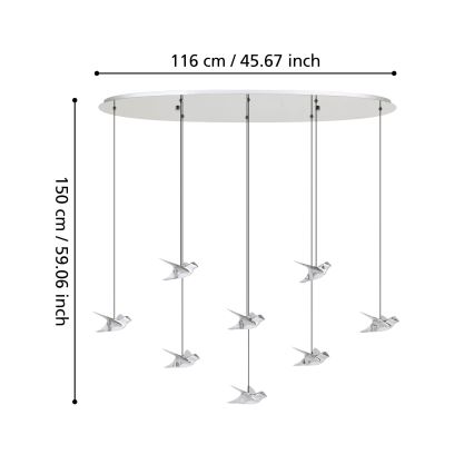 Eglo - LED Prigušivi luster na sajli 8xLED/4,2W/230V 3000K sjajni krom