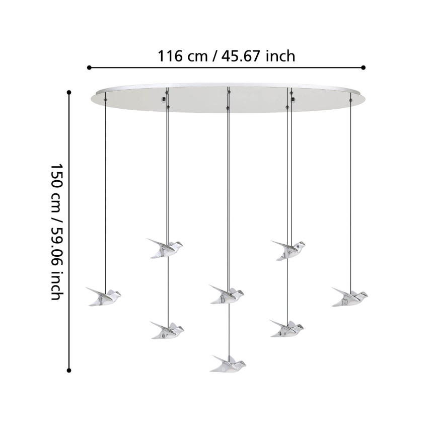 Eglo - LED Prigušivi luster na sajli 8xLED/4,2W/230V 3000K sjajni krom