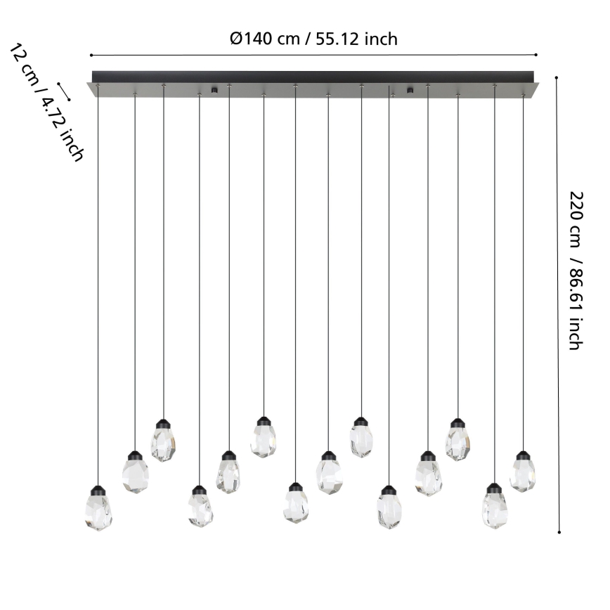 Eglo - LED Prigušivi luster na sajli 14xLED/3W/230V 3000K crna/prozirna