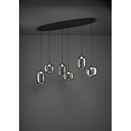Eglo - LED Prigušivi luster na sajli 6xLED/3,7W/230V 2700-6500K dimna + daljinski upravljač