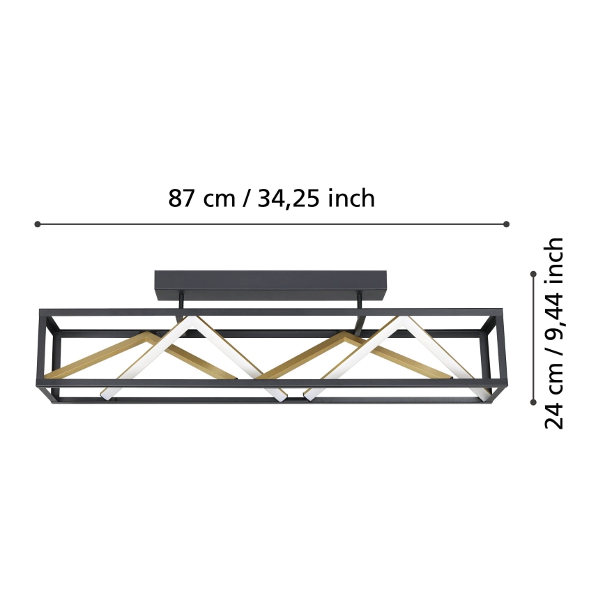 Eglo - LED Prigušivi nadgradni luster LED/45W/230V 2700-6500K crna/zlatna + daljinski upravljač