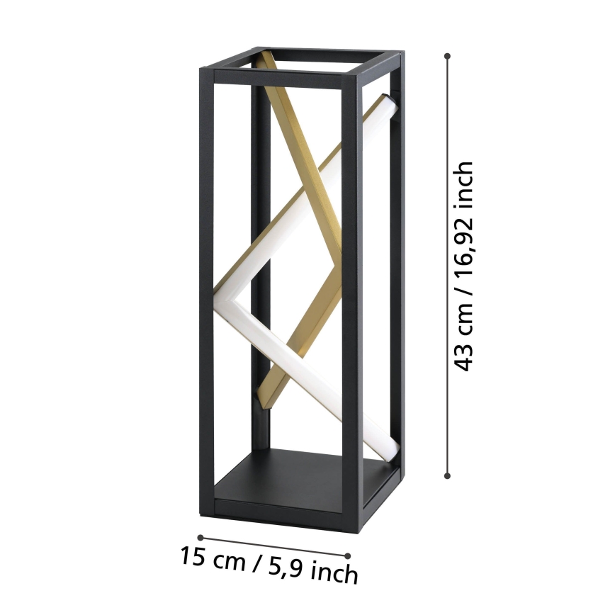 Eglo - LED stolna lampa s mogućnošću prigušivanja svjetla LED/21W/230V 2700-6500K crna/zlatna + daljinski upravljač