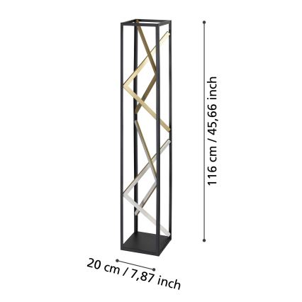 Eglo - LED Prigušiva podna lampa LED/23W/230V 2700-6500K crna/zlatna + daljinski upravljač