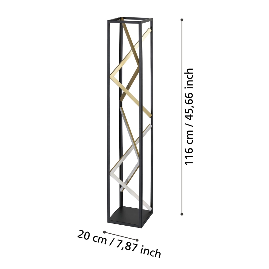 Eglo - LED Prigušiva podna lampa LED/23W/230V 2700-6500K crna/zlatna + daljinski upravljač