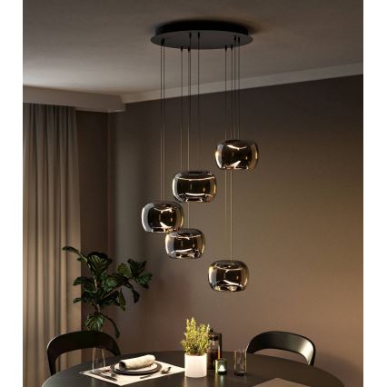 Eglo - LED luster s mogućnošću prigušivanja na sajli 5xLED/5,8W/230V crna/zadimljena