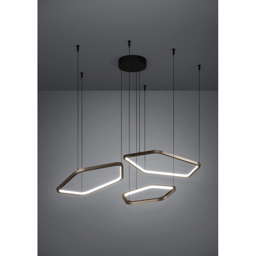 Eglo - LED luster na sajli s mogućnošću prigušivanja LED/50W/230V mesing + daljinski upravljač