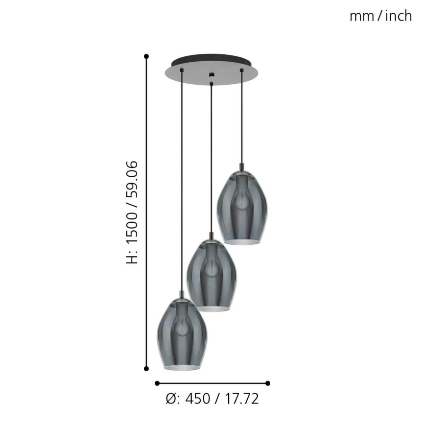 Eglo - Luster na sajli 3xE27/60W/230V dimna