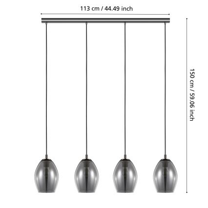 Eglo - Luster na sajli 4xE27/60W/230V dimna