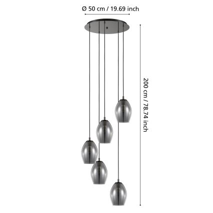Eglo - Luster na sajli 5xE27/60W/230V dimna