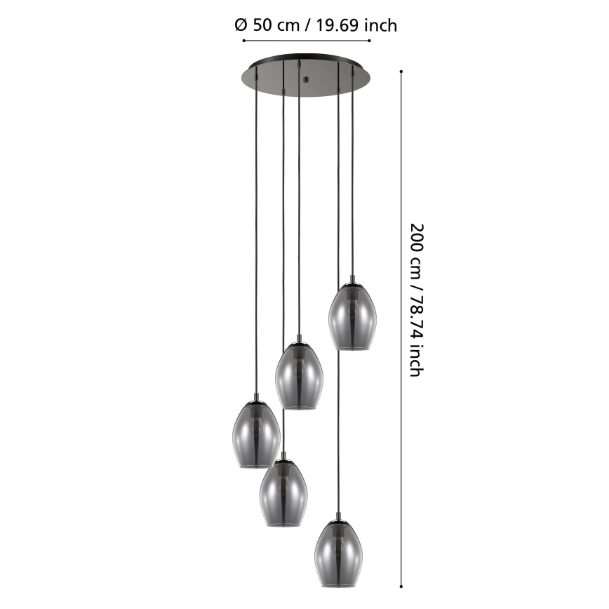 Eglo - Luster na sajli 5xE27/60W/230V dimna