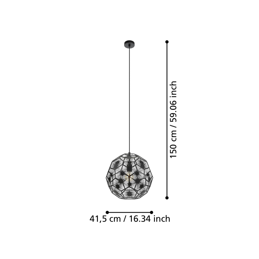 Eglo - Luster na sajli 1xE27/60W/230V pr. 41 cm crna