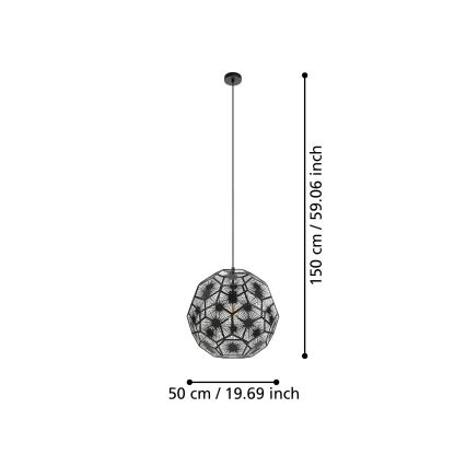 Eglo 39619 - Luster na sajli 1xE27/60W/230V pr. 50 cm crna