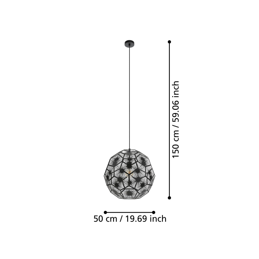 Eglo 39619 - Luster na sajli 1xE27/60W/230V pr. 50 cm crna
