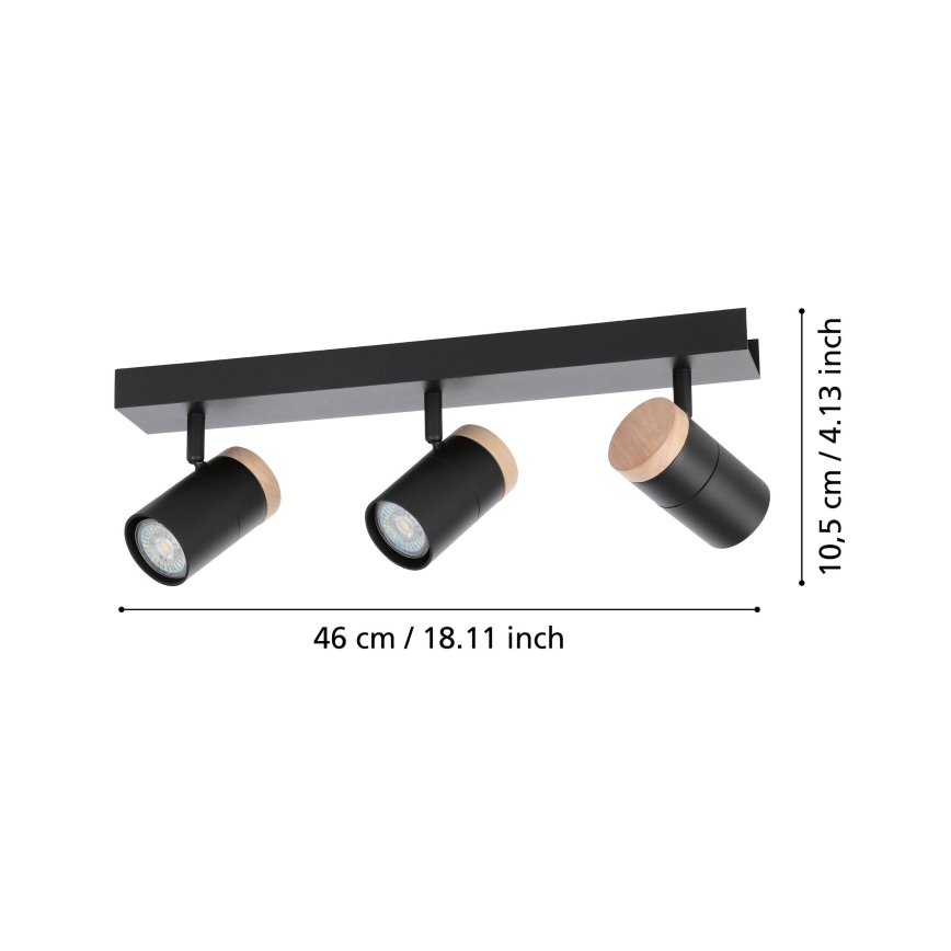 Eglo - LED Reflektorska svjetiljka 3xGU10/4,5W/230V 3000K crna/smeđa