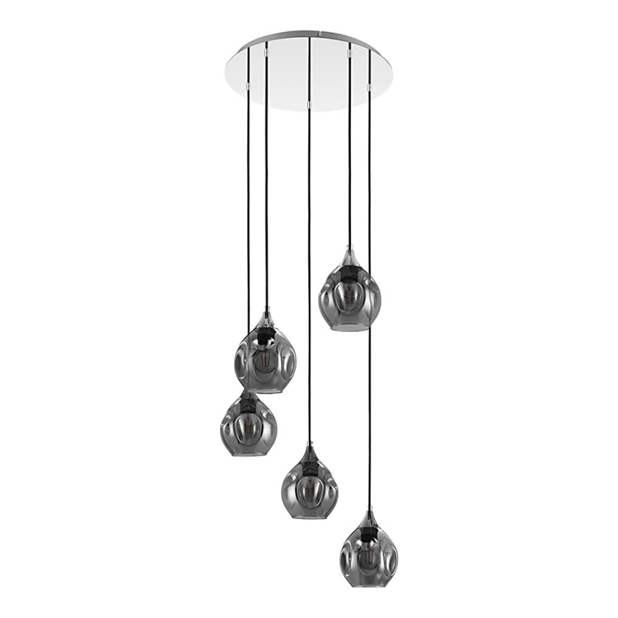 Eglo 39682 - Luster na kabelu BREGALLA 5xE27/40W/230V crna/dimna