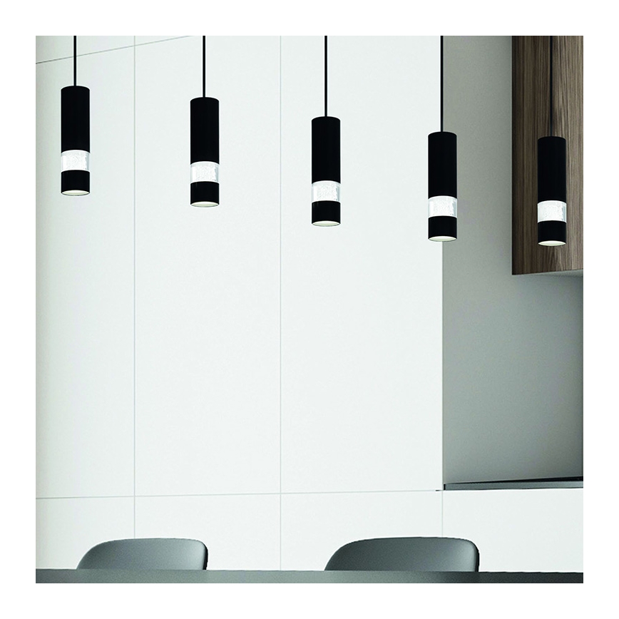 Eglo - LED Luster na sajli 5xGU10/4,6W/230V crna