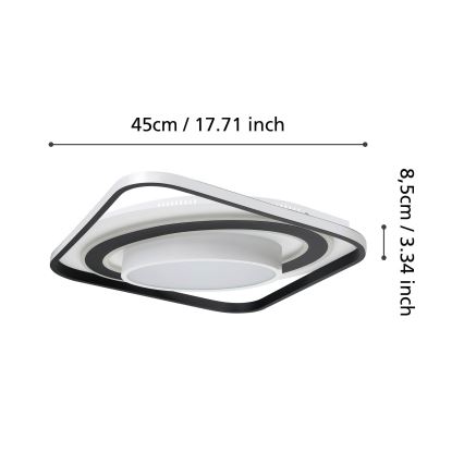 Eglo - LED Prigušiva stropna svjetiljka LED/21,5W/230V + LED/10,5W + LED/3W 3000-6500K crna + daljinski upravljač
