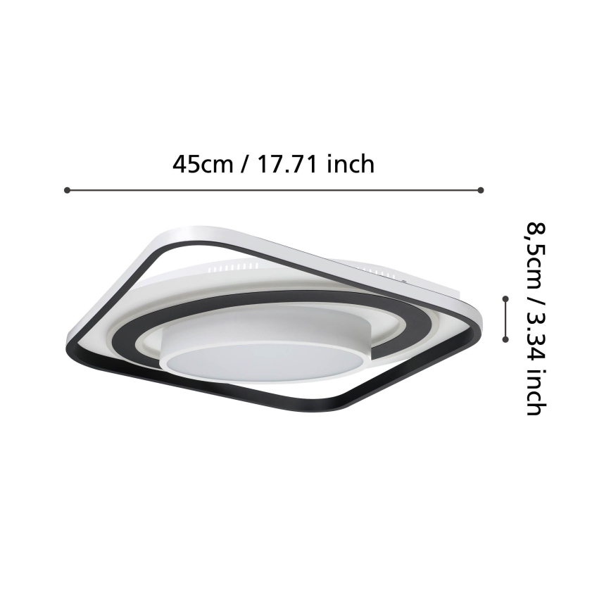 Eglo - LED Prigušiva stropna svjetiljka LED/21,5W/230V + LED/10,5W + LED/3W 3000-6500K crna + daljinski upravljač