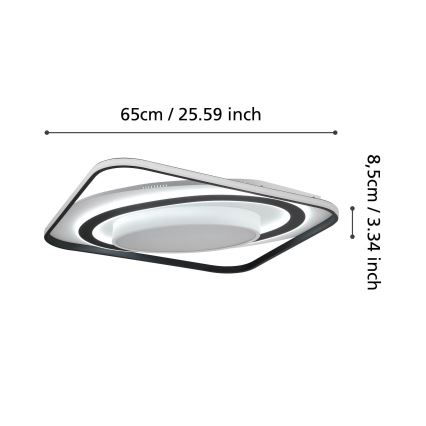 Eglo - LED stropna svjetiljka s prigušivanjem LED/28W/230V+LED/13W+ LED/2,8W 3000-6500K crna + daljinski upravljač