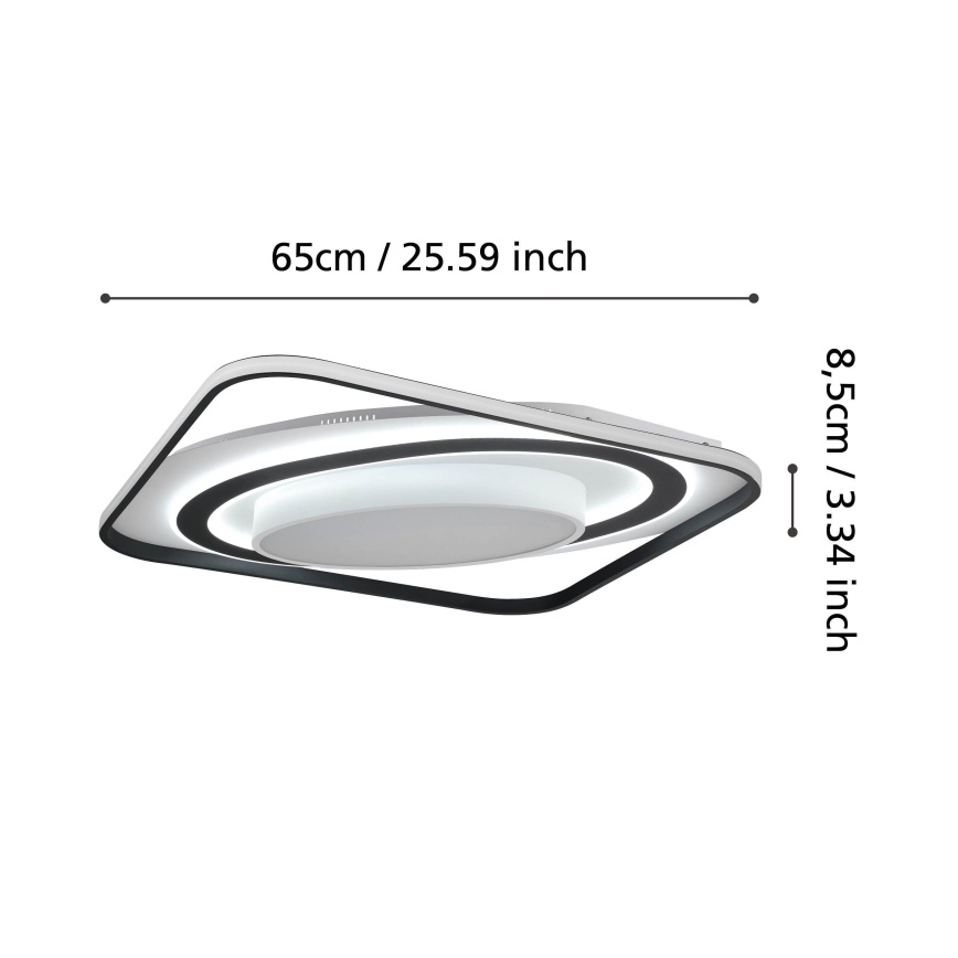 Eglo - LED stropna svjetiljka s prigušivanjem LED/28W/230V+LED/13W+ LED/2,8W 3000-6500K crna + daljinski upravljač