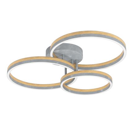 Eglo - LED Prigušivi nadgradni luster LED/12,5W/230V + 2xLED/15,5W 3000K siva/hrast