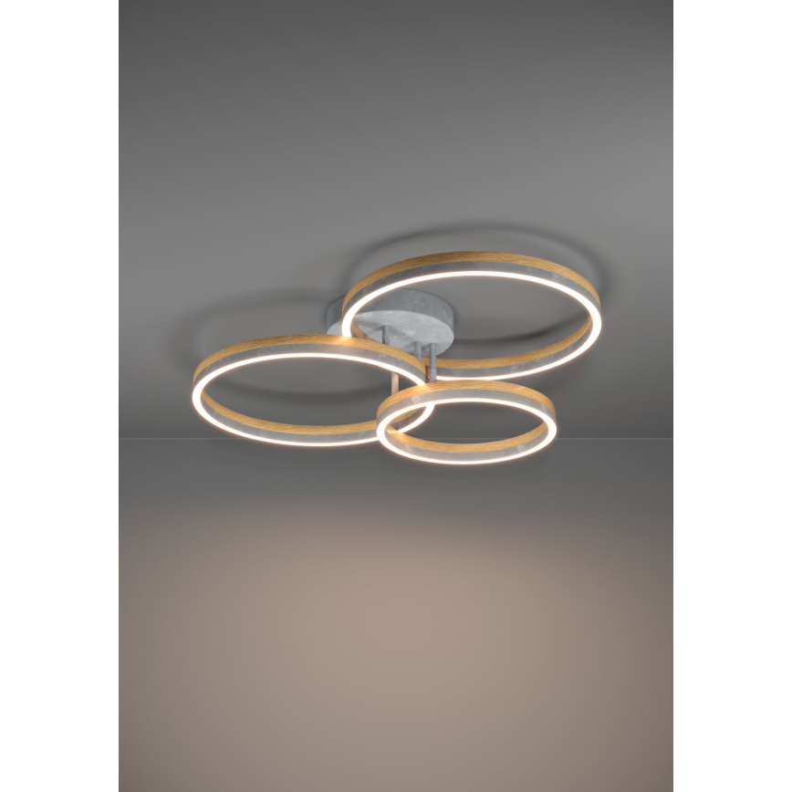 Eglo - LED Prigušivi nadgradni luster LED/12,5W/230V + 2xLED/15,5W 3000K siva/hrast