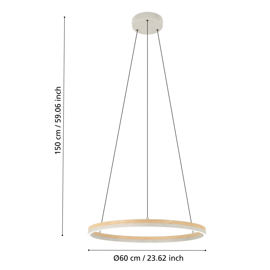 Eglo - LED Prigušivi luster na sajli LED/36W/230V 3000K siva/hrast