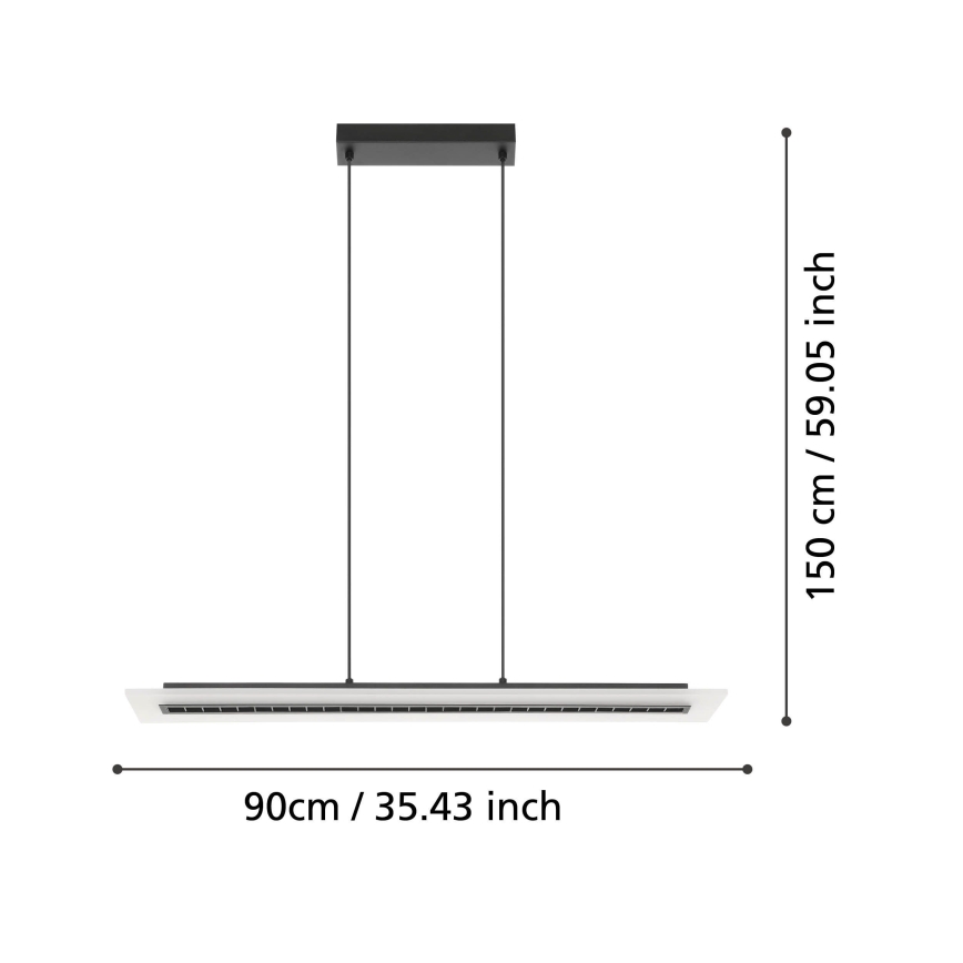 Eglo - LED Prigušivi luster na sajli LED/57,5W/230V 3000K crna + daljinski upravljač