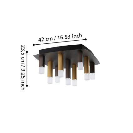 Eglo - LED Prigušiva stropna svjetiljka 9xLED/3,1W/230V 3000K antracit/zlatna