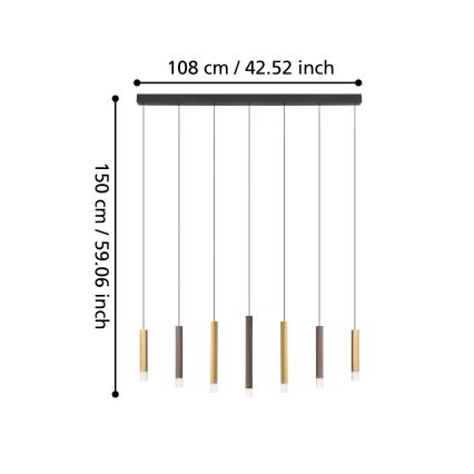 Eglo - LED Prigušivi luster na sajli 7xLED/3,1W/230V 3000K antracit/zlatna